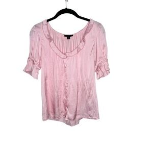 J. Crew Pink Ruffled Blouse with scoop neckline small
